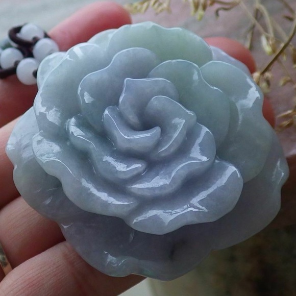 Certified Green Lavender 100% Natural A Jade jadeite pendant Orchid Flower 花开富贵 - Picture 1 of 9